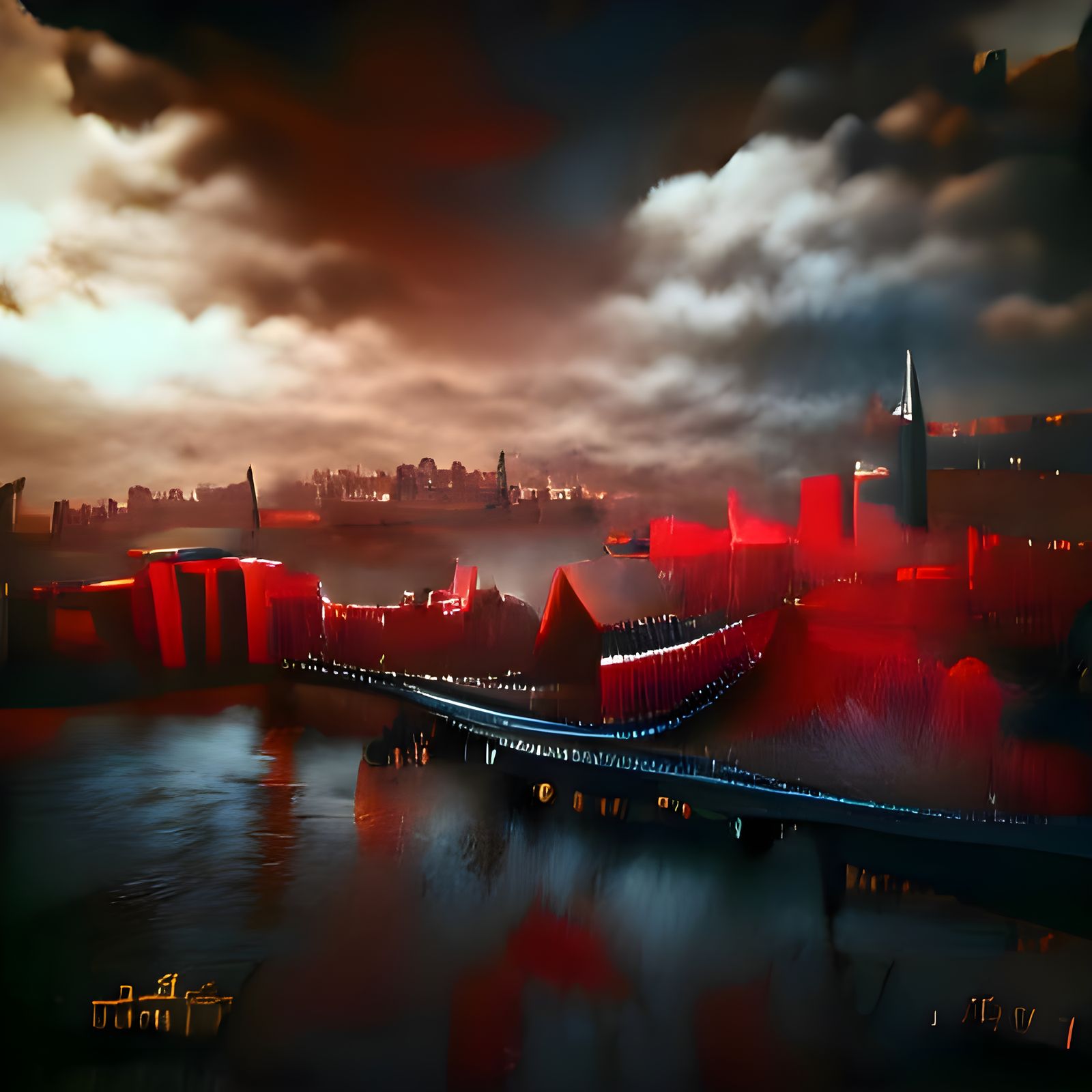 City of blood matte background matte painting hyperrealism v...