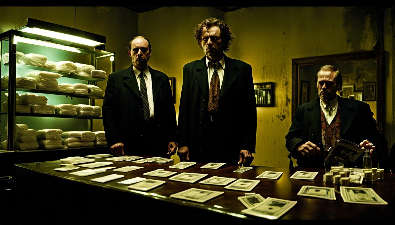 "The Pusher" epic gritty film noir retro crime masterpiece by Tim
