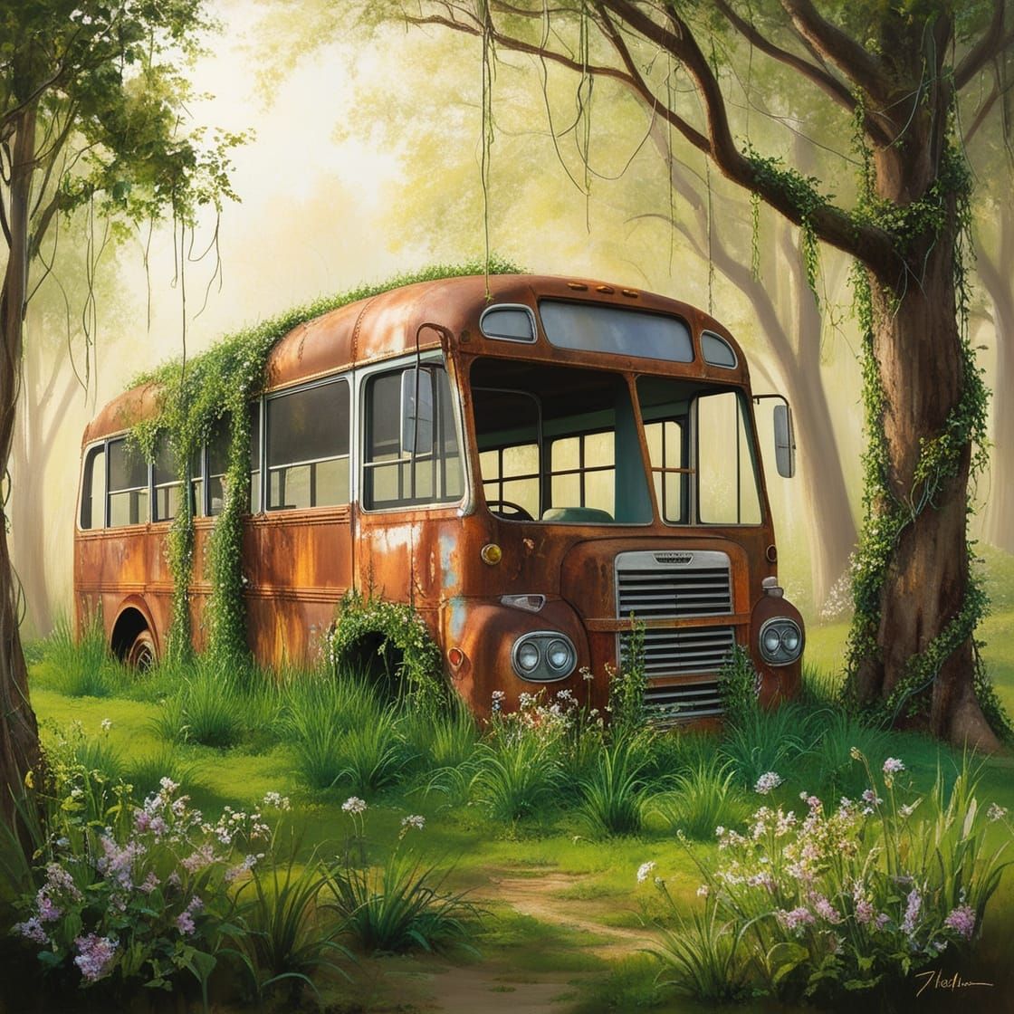 אוטובוס נטוש ביער
