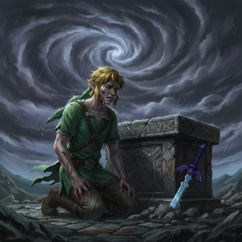 a seriously hard day for Link....after a battle lost