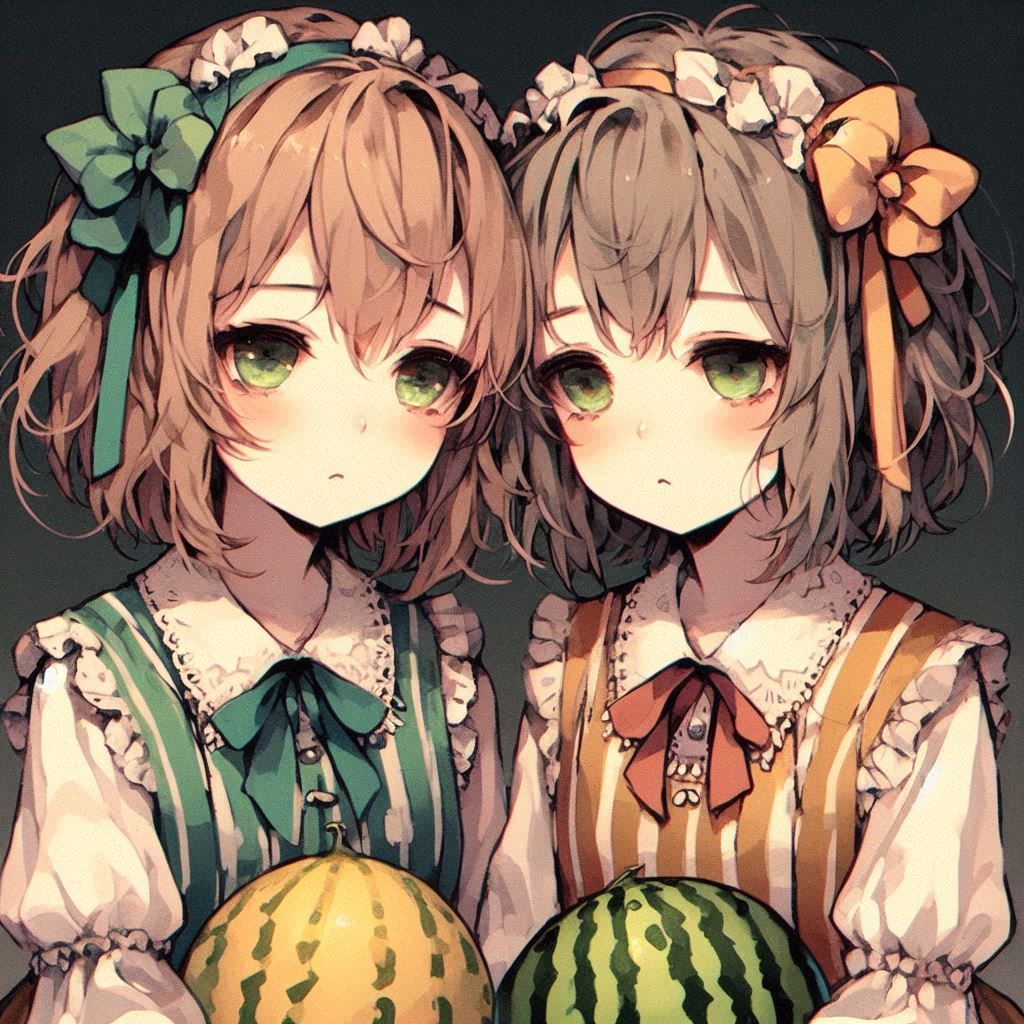 Melon and Chole, melancholy by DALL-E 3 (05)