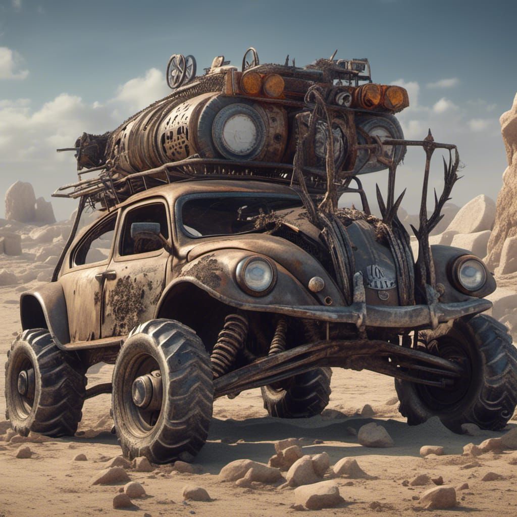 <lora:FlyMoon:1.0> The image shows a Steampunk-Stil Car