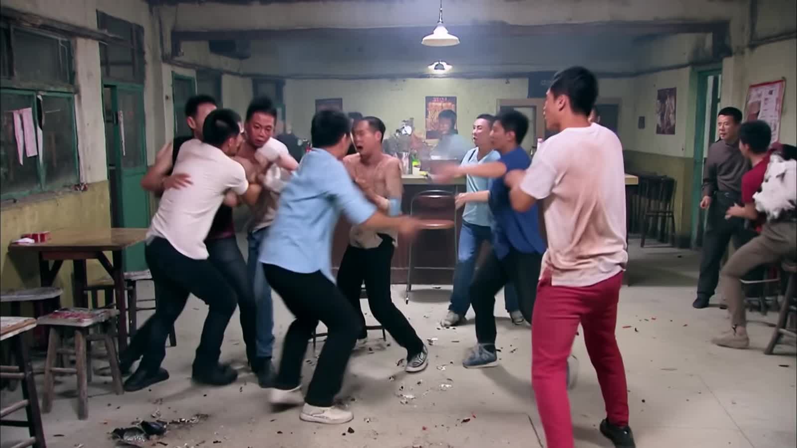 Fighting in a dive bar