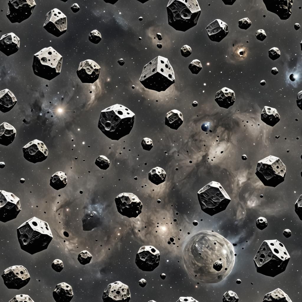 Death asteroids and cargo ships in space.