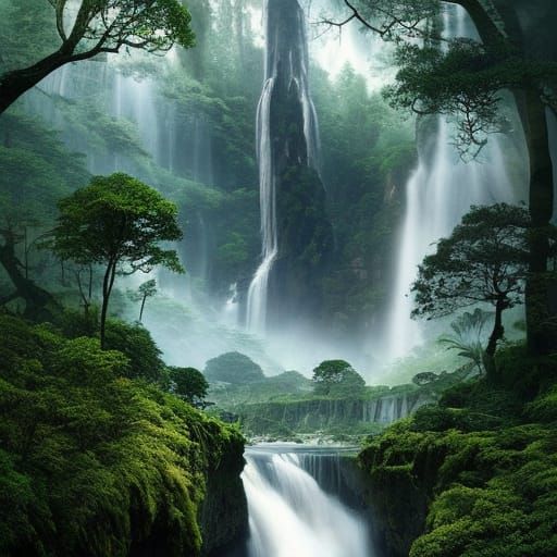 waterfall in the forest undefined