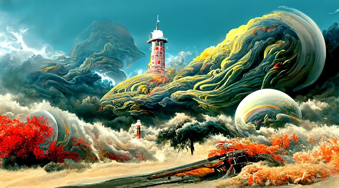 lighthouse and an approaching storm