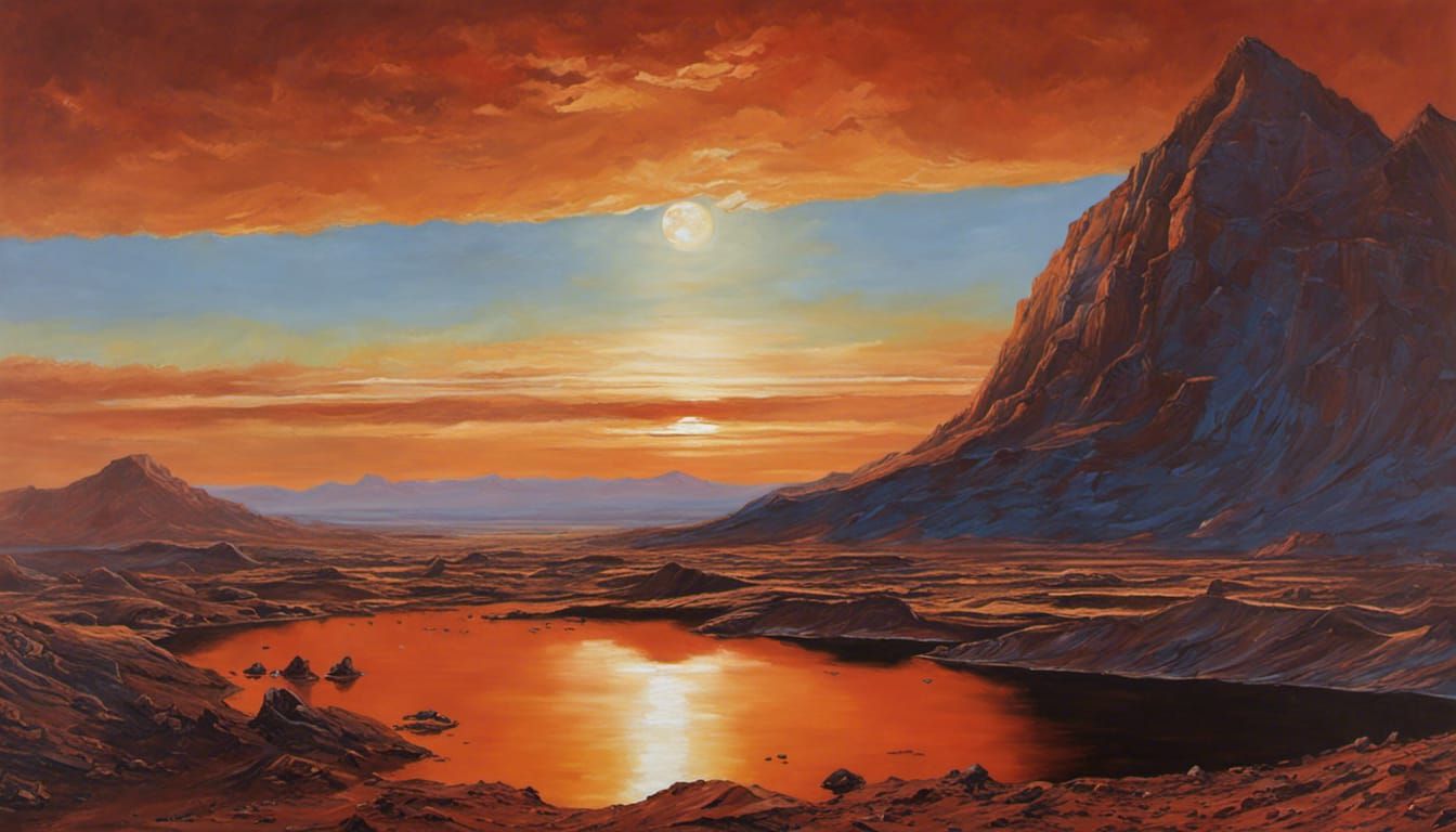 Sunset on Mars, oil painting by Paul Calle