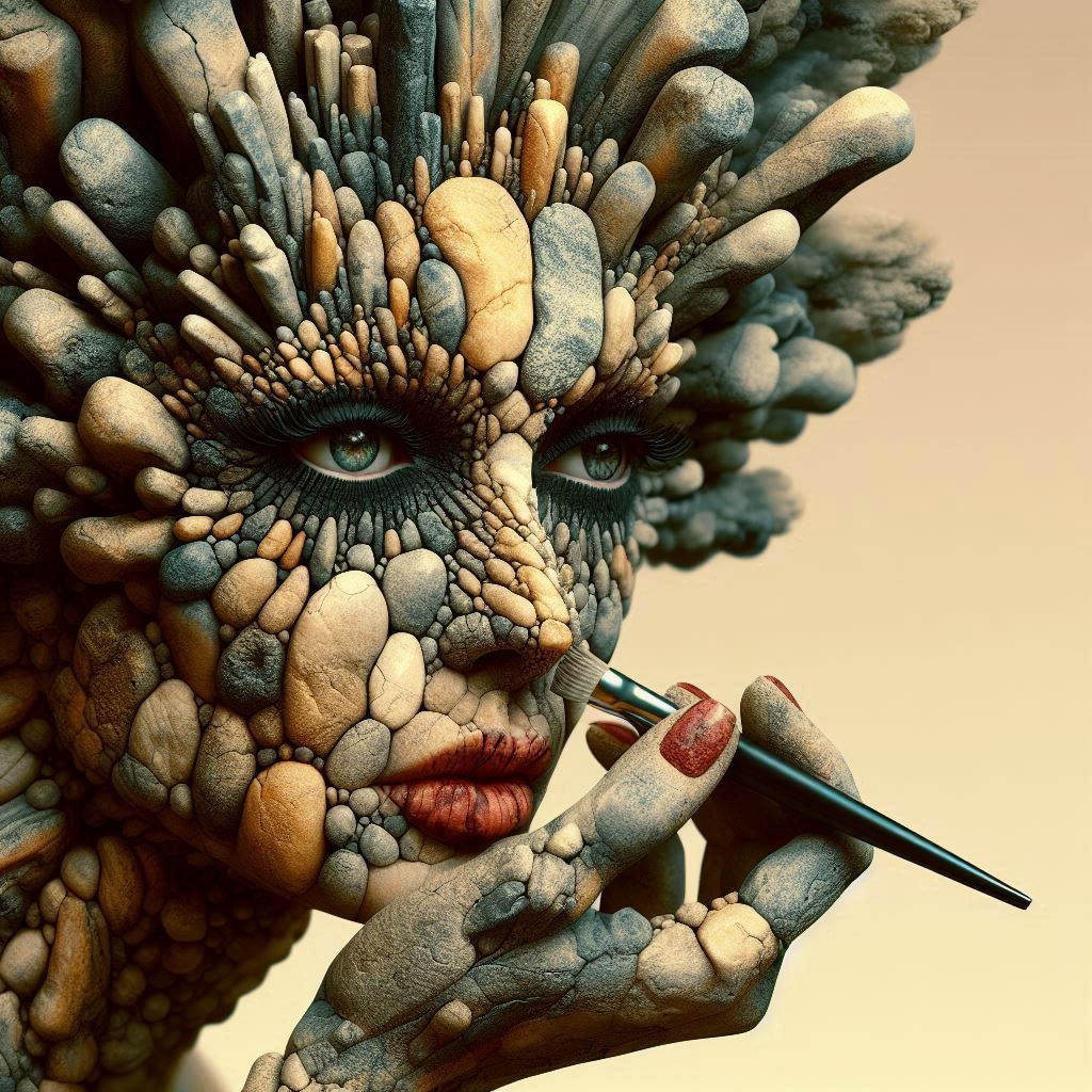 woman made of rocks.