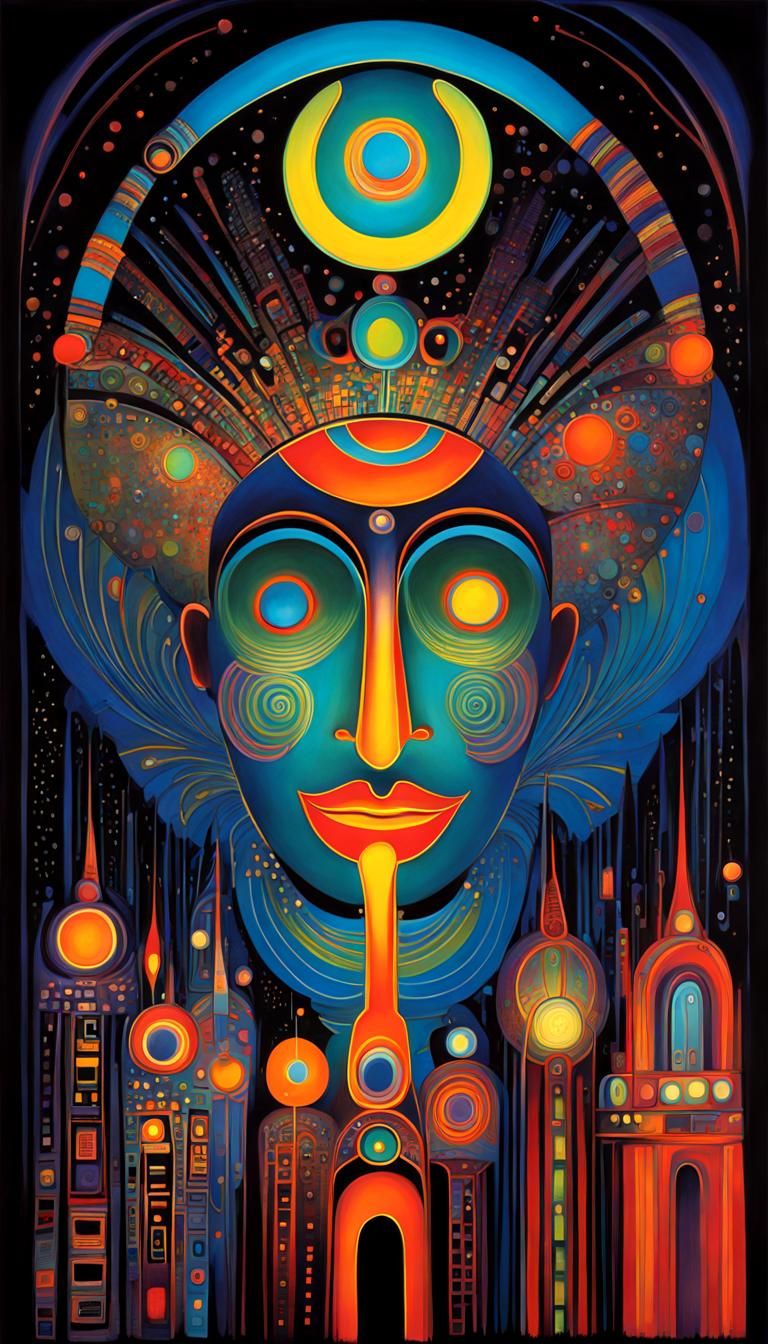 In the Style of Friedensreich Hundertwasser, Norman Lewis, and Warwick Goble, What is the Sound of One ...  by @Snapcasey