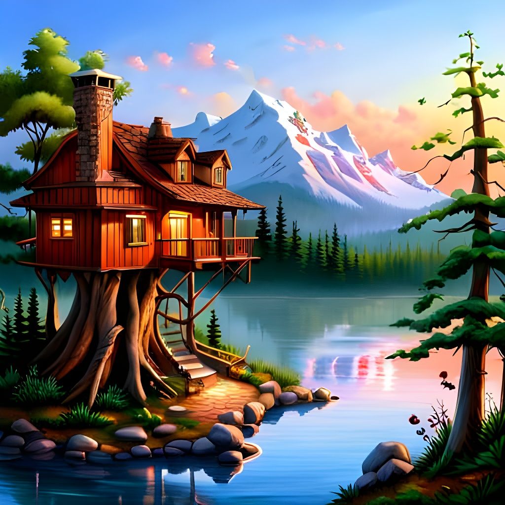 Charming Treehouse Cabin  by @Sharonjoy