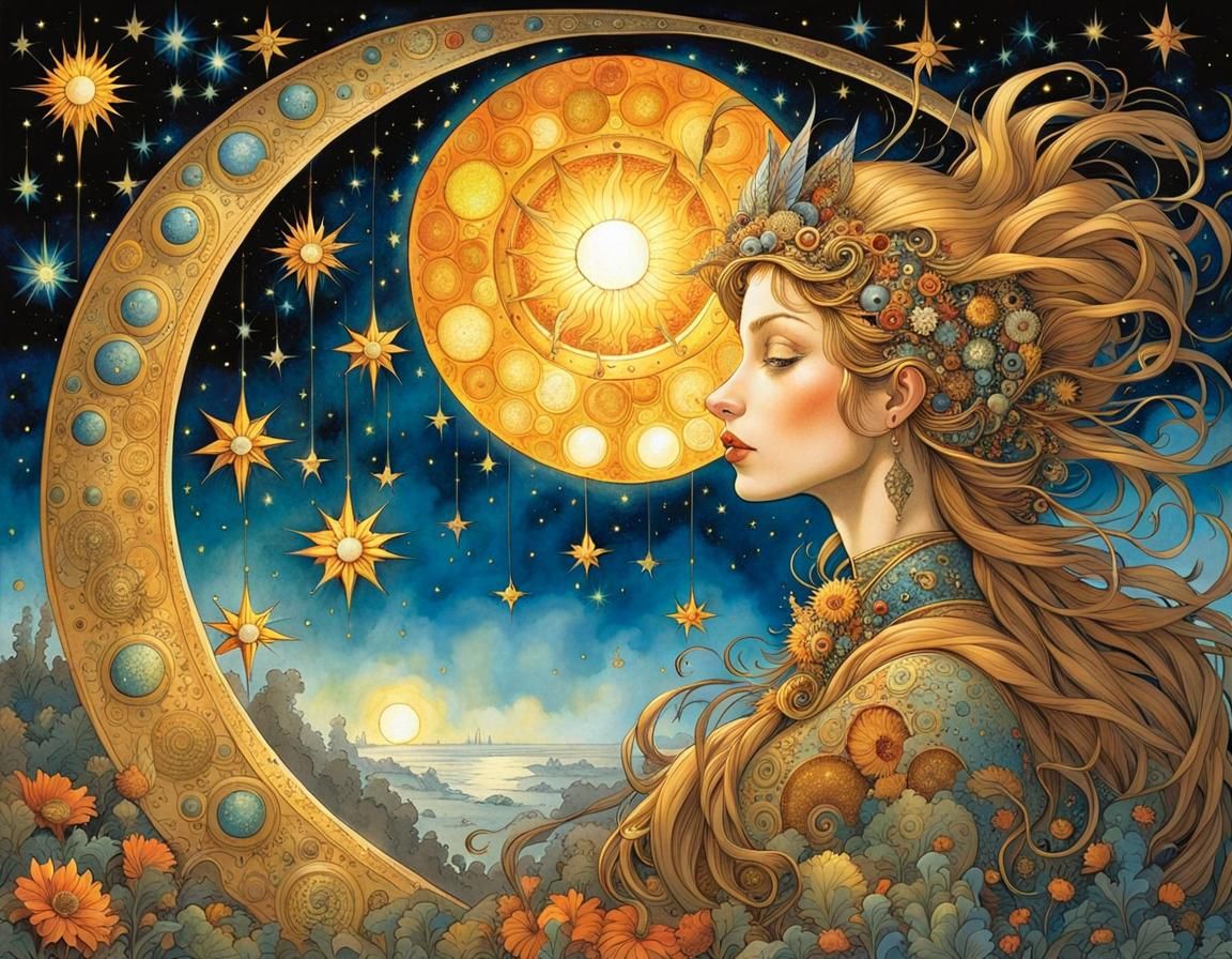 Kissing Sun and Moon in a Fairytale Sky