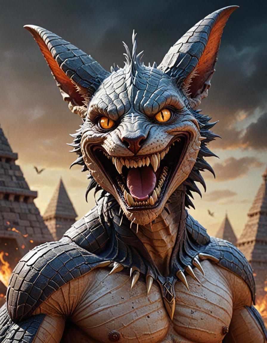 Giant Candy Pyramid with Smiling Clown, Dark Fantasy Art