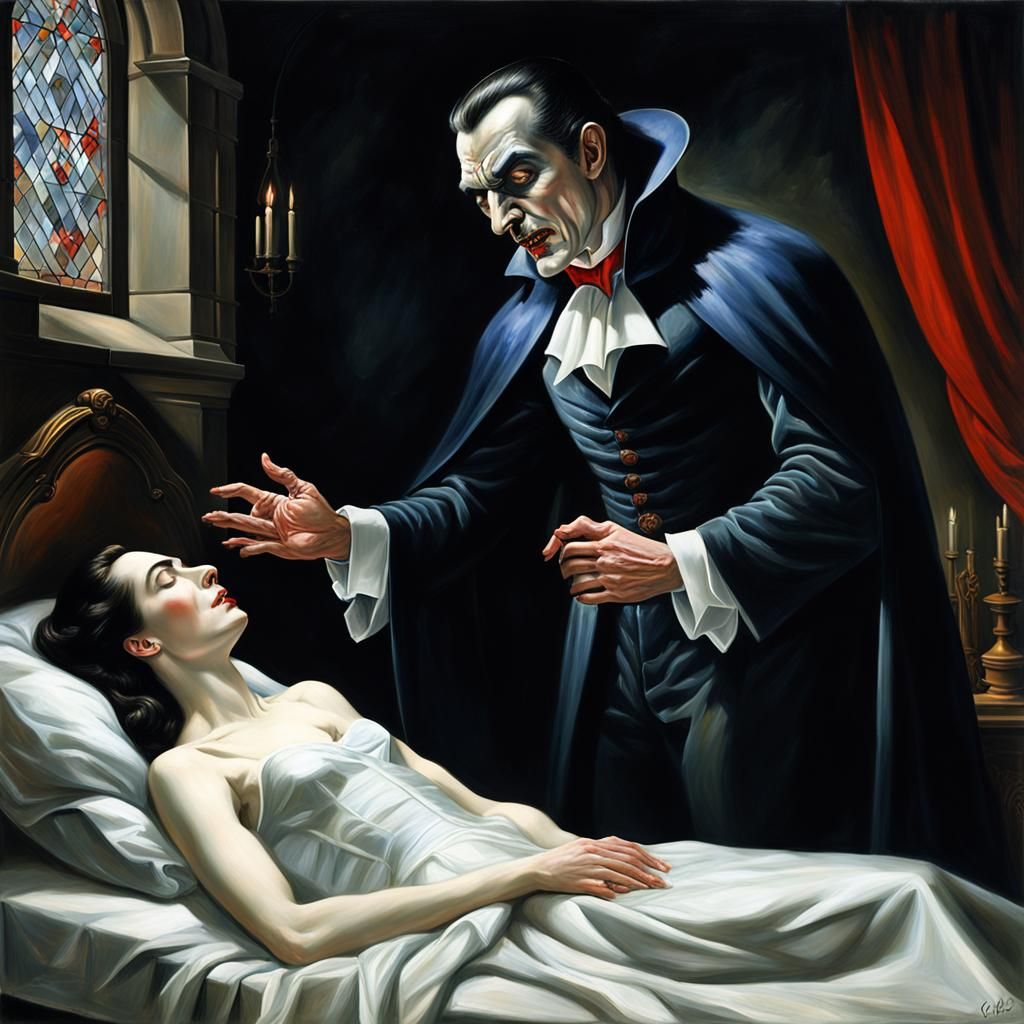 Dracula veille une femme endormie ...