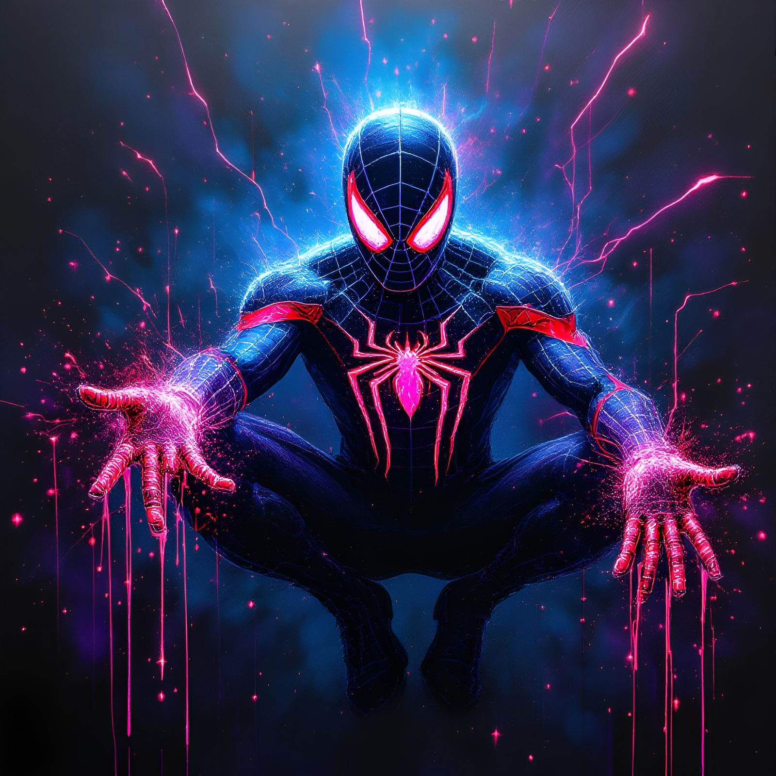 EPIC OIL PAINTING, SPECIAL FX, BLACKLIGHT glitter neon laces...