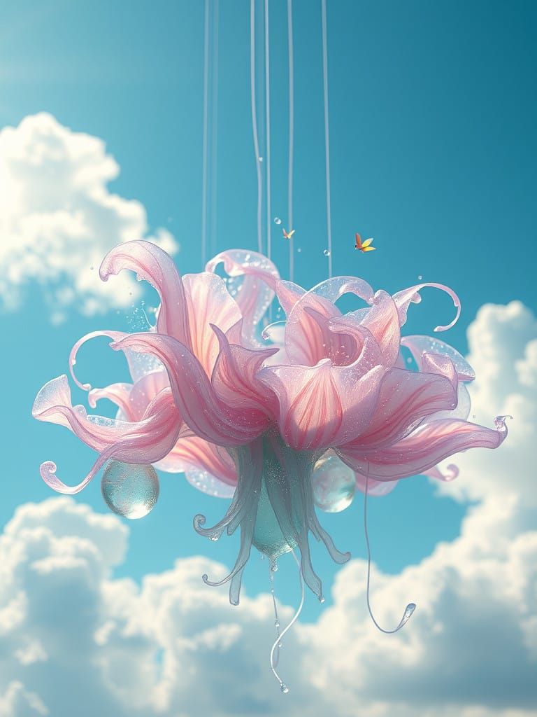 Luminous Floating Garden in a Dreamlike Sky