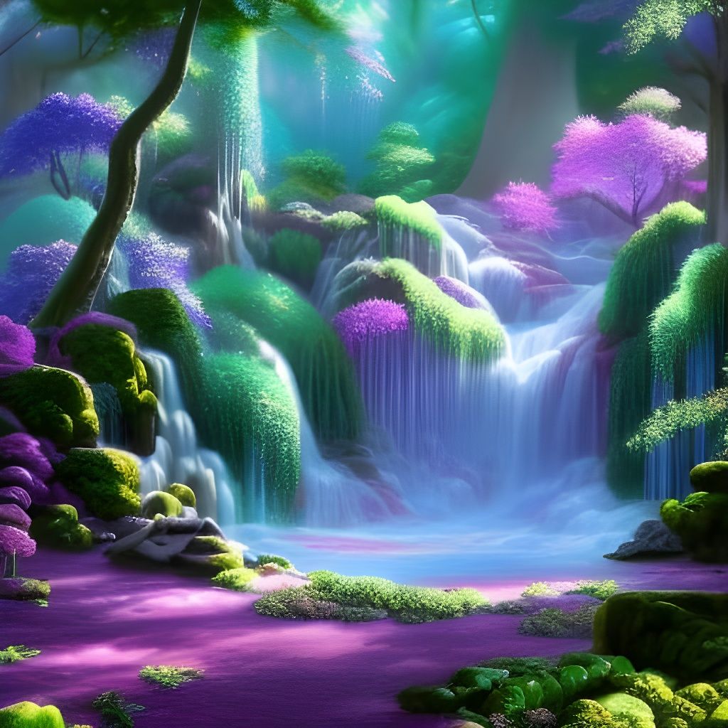 Purple Waterfall - AI Generated Artwork - NightCafe Creator