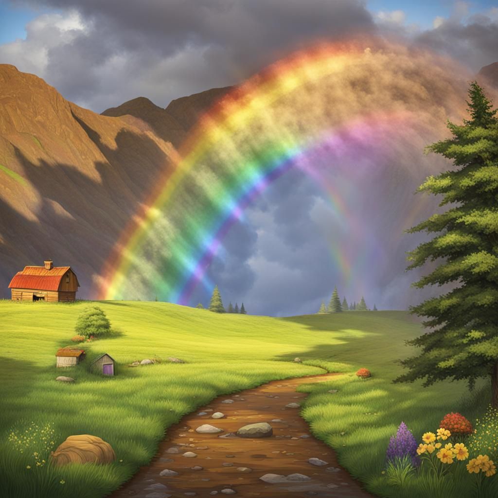Find Pot of gold at end of Rainbow