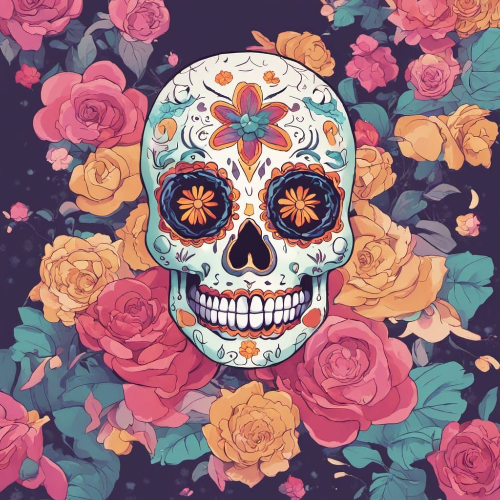 Pastel Color Sugar Skull~💀 - Ai Generated Artwork - Nightcafe Creator