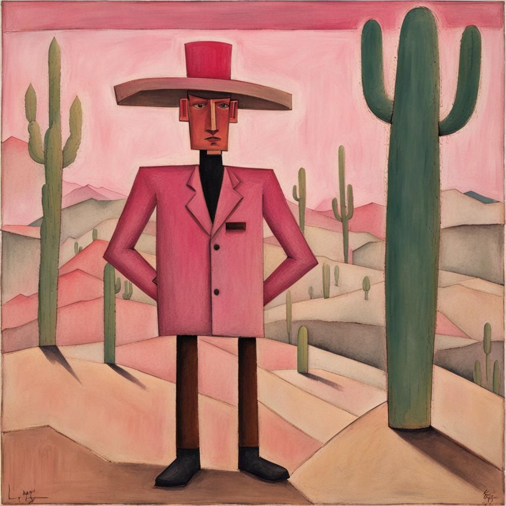 Portrait of a pink Cactus Man by Lyonel Feininger