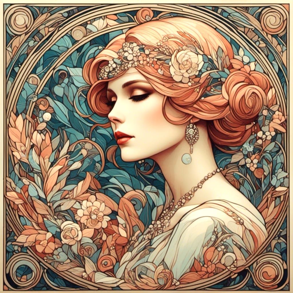  <lora:Art Deco Nouveau:1.0> no prompt 