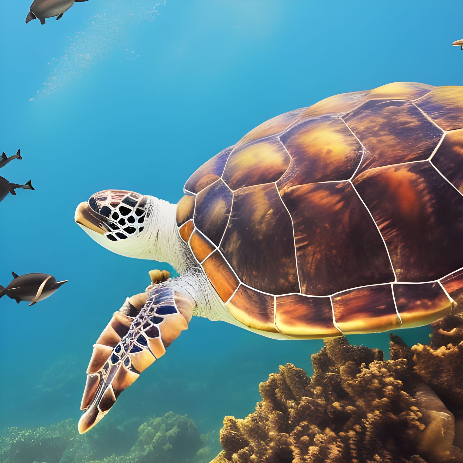 When the sea turtles hunt - AI Generated Artwork - NightCafe Creator