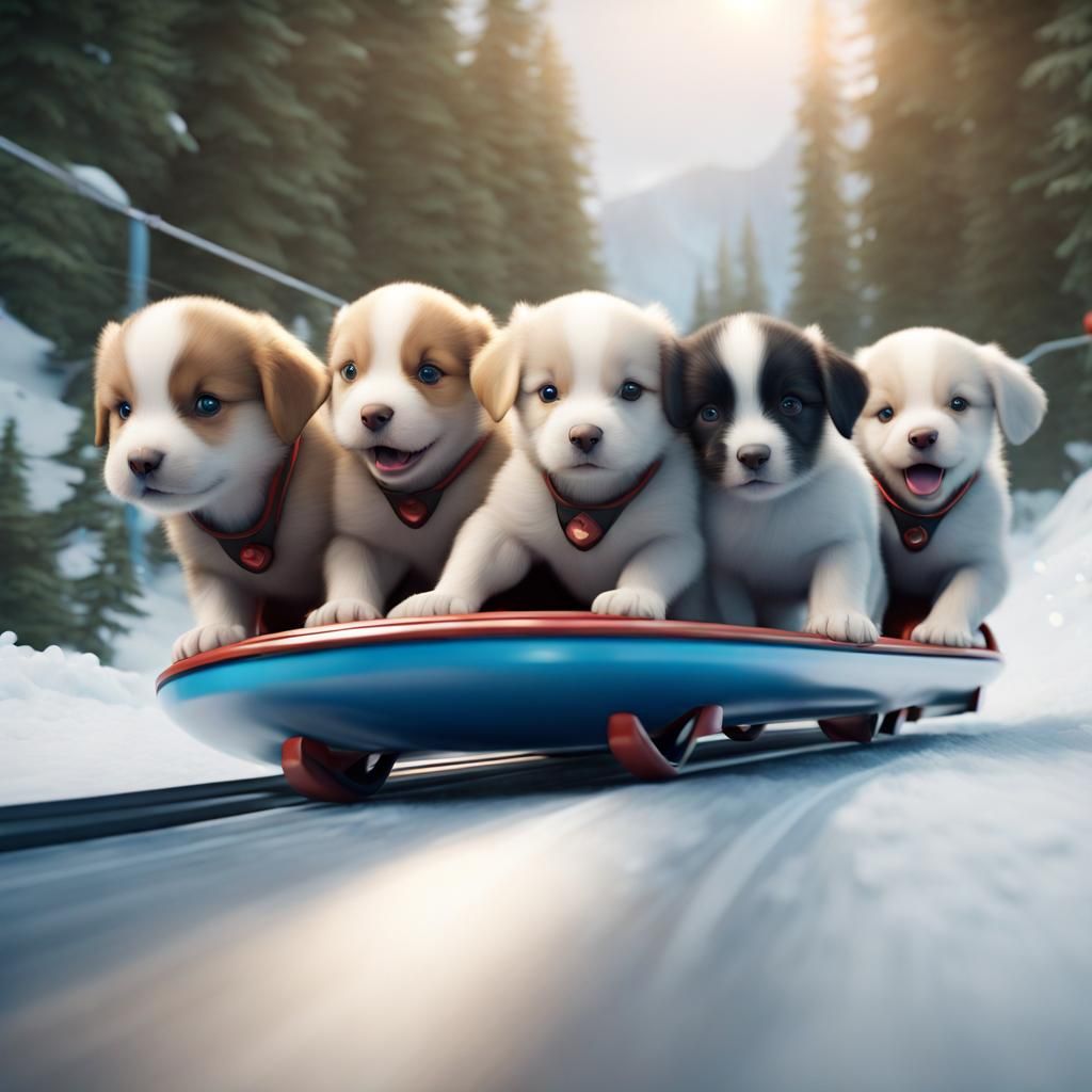 puppies  sledding