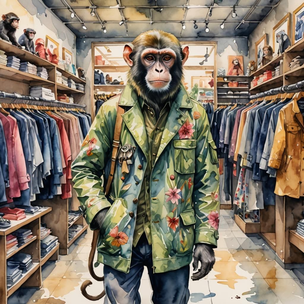 monkey in a clothing store AI Generated Artwork NightCafe Creator
