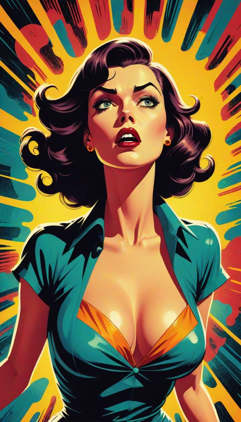 Flo in Distress: Retro Pulp Comic Book Illustration