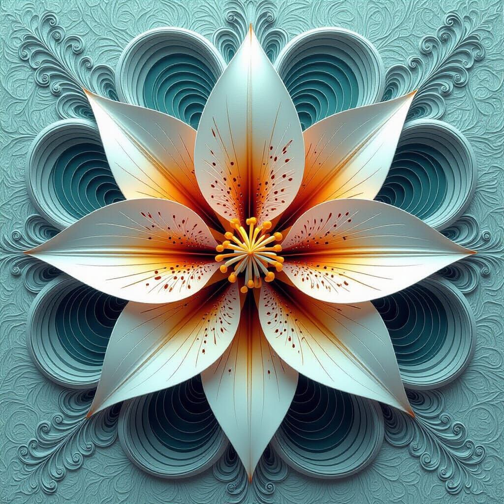 A  lily spirograph art style.