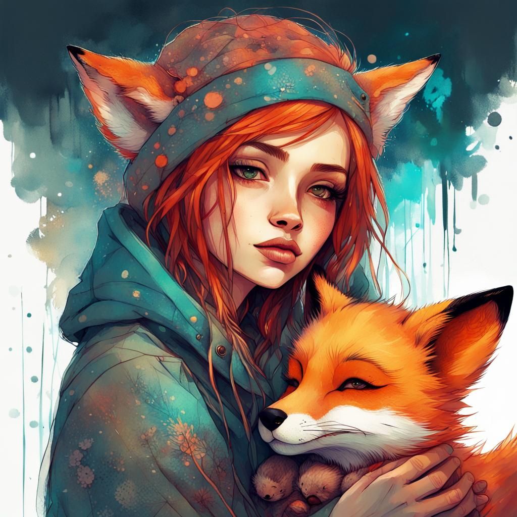 Kitsune Girl - AI Generated Artwork - NightCafe Creator