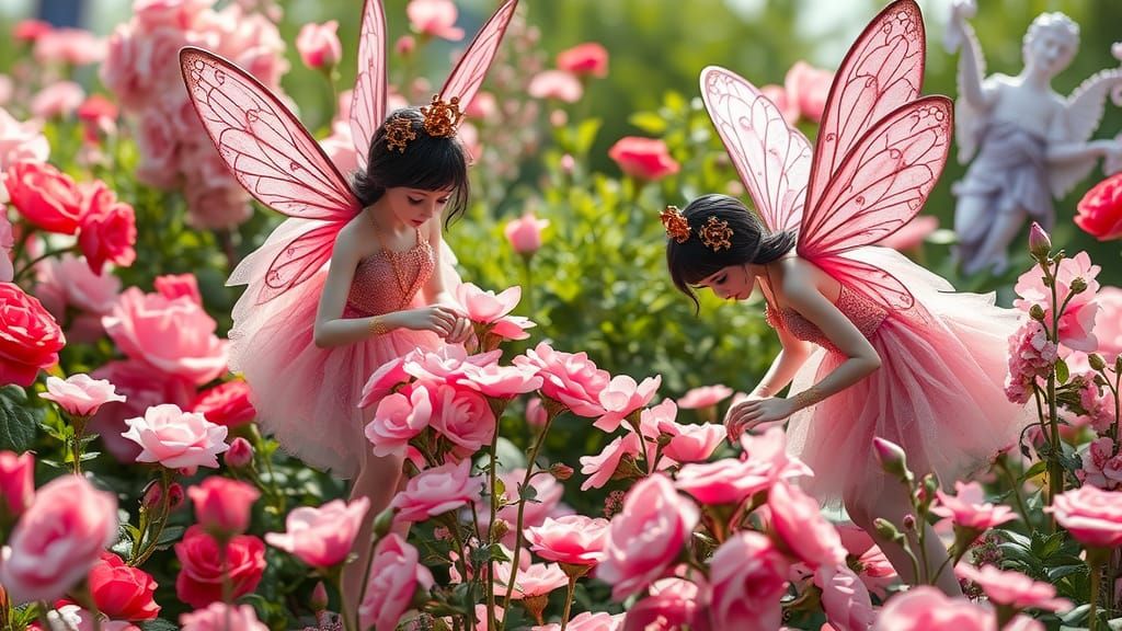 Pink Out gothic steampunk fairy's in a garden, everything in pink  by @Dragontinkerluv
