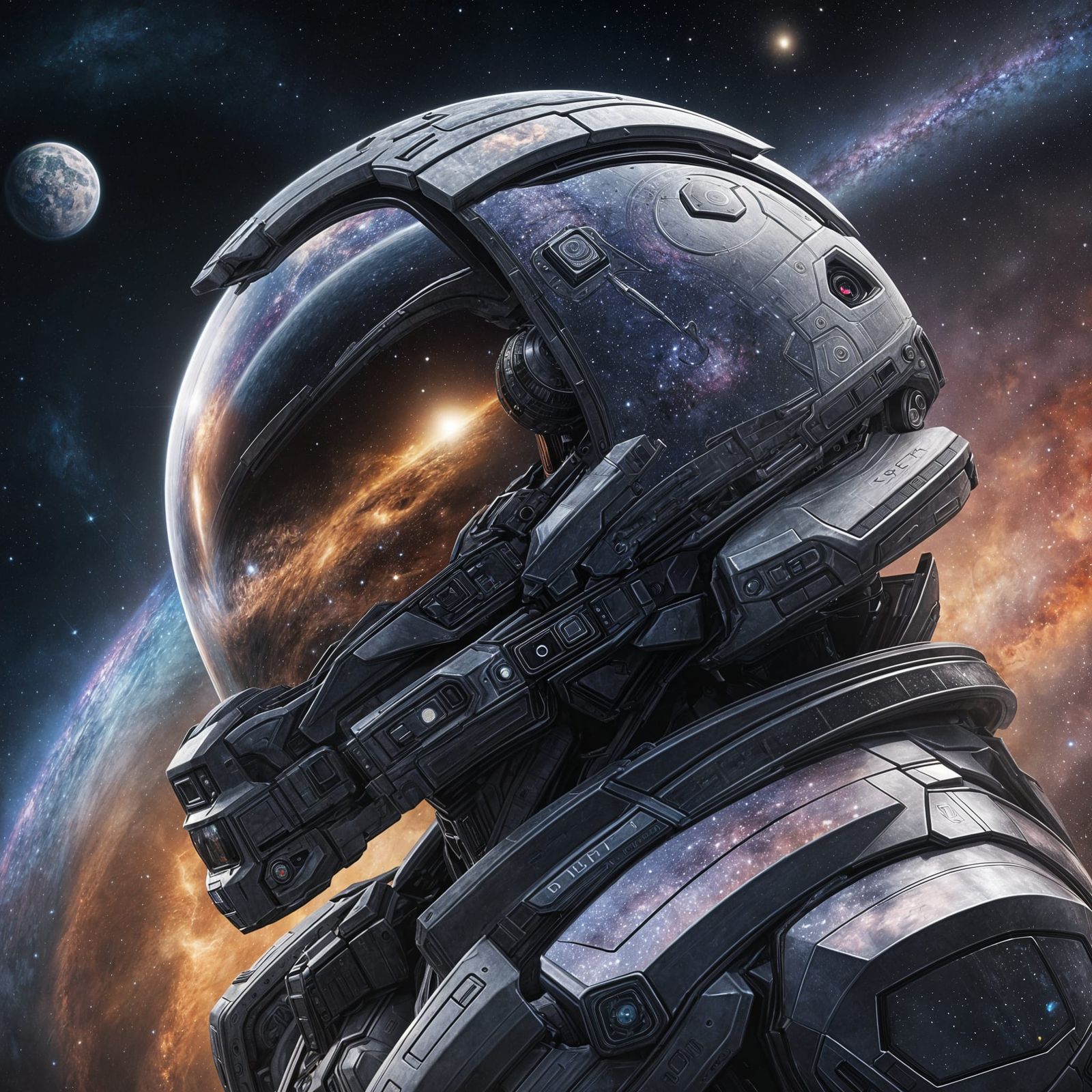 In these images you can see a close-up of a helmet from the Mass Effect universe.  The helmet is made ...  by @Zacharo