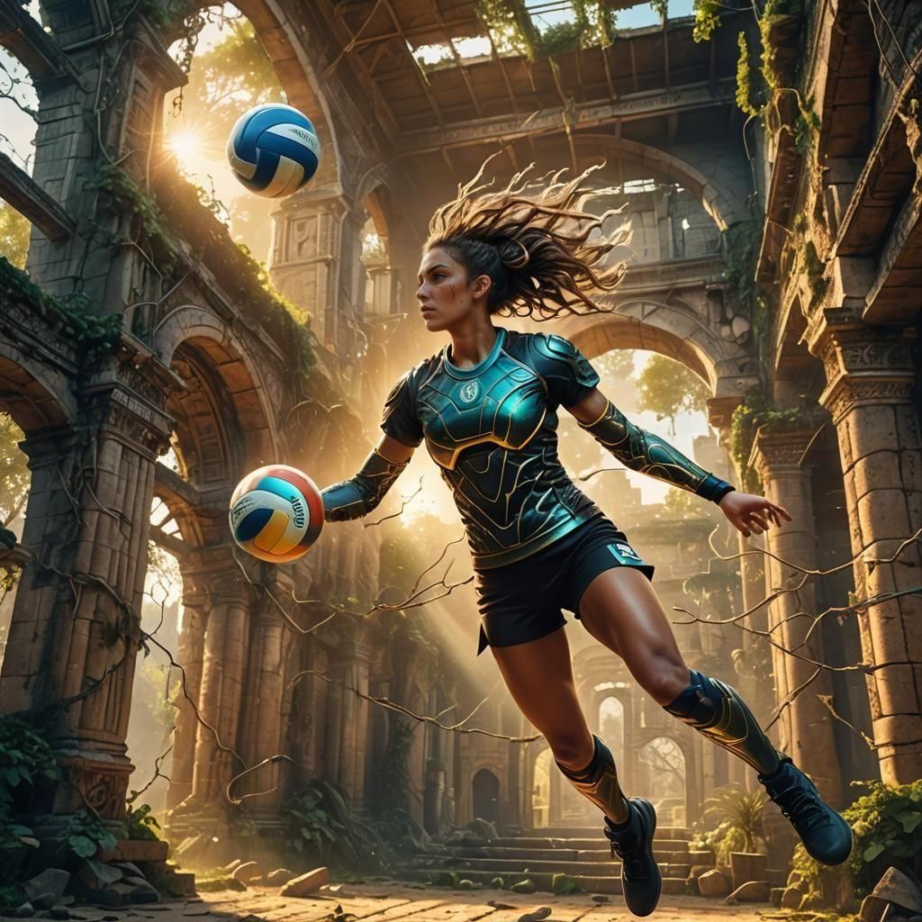 Volleyball Girl in Detailed Matte Painting