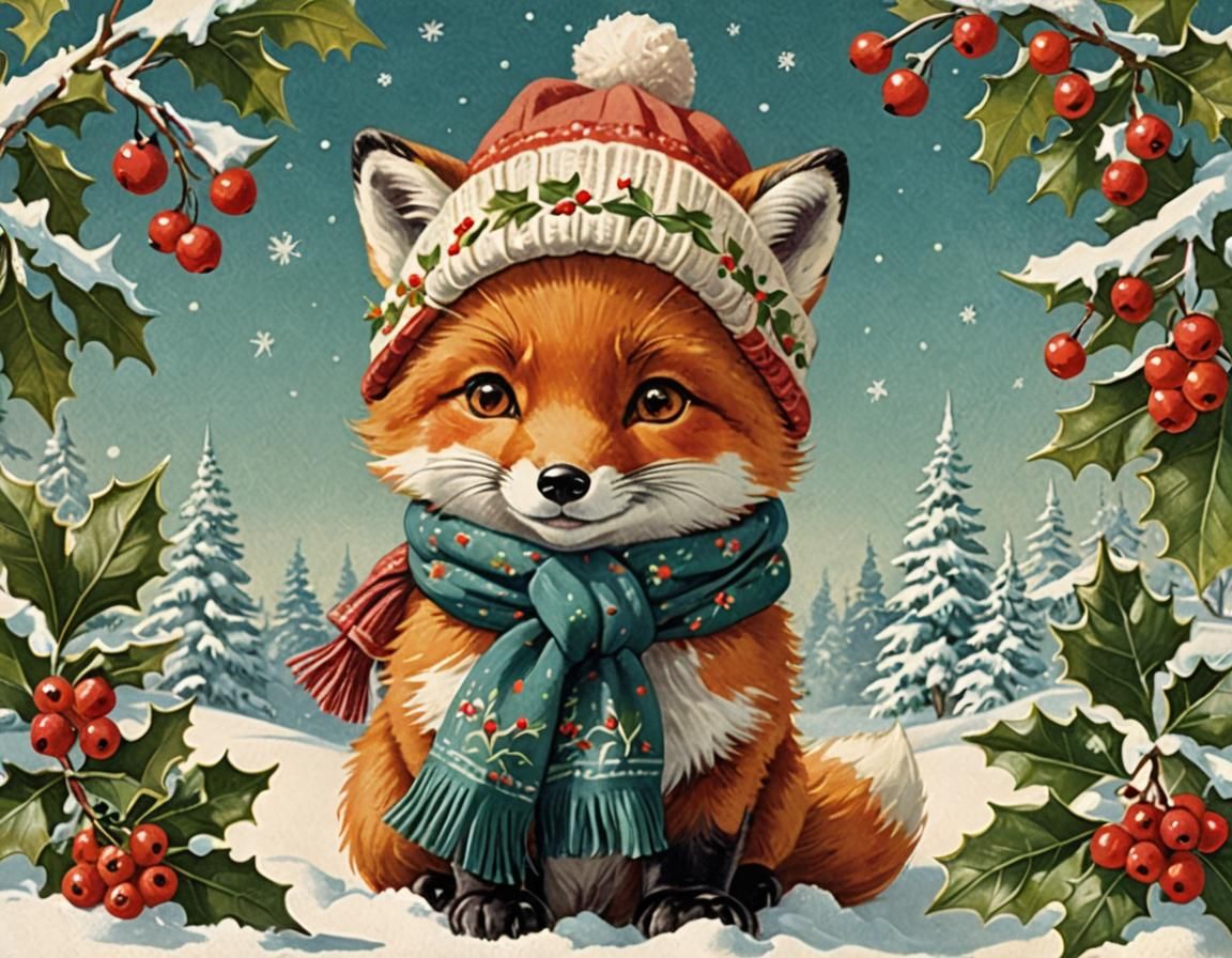 Vintage Holiday Postcards: Season's Greeting Fox  by @moowokuorn