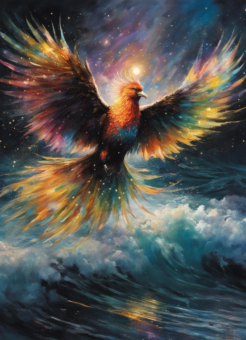 A majestic bird rising out sea