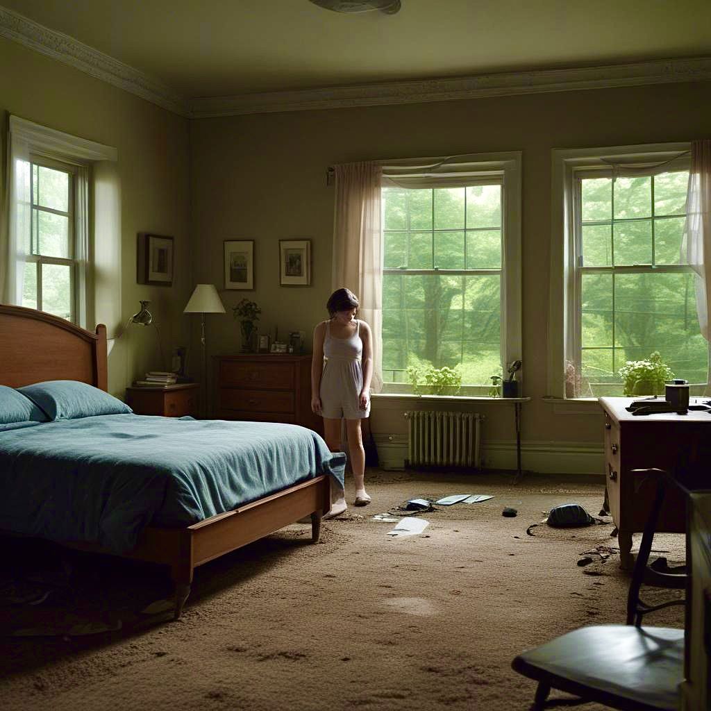 In her parent’s room