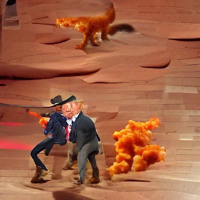 Chester cheeto's wild west showdown with Clint Eastwood at t...