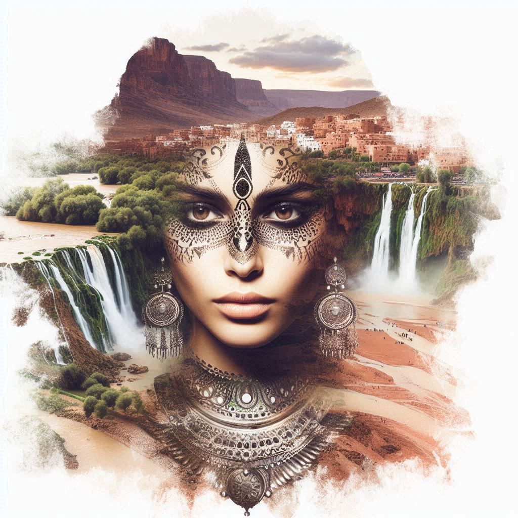 Double exposure Berbère woman