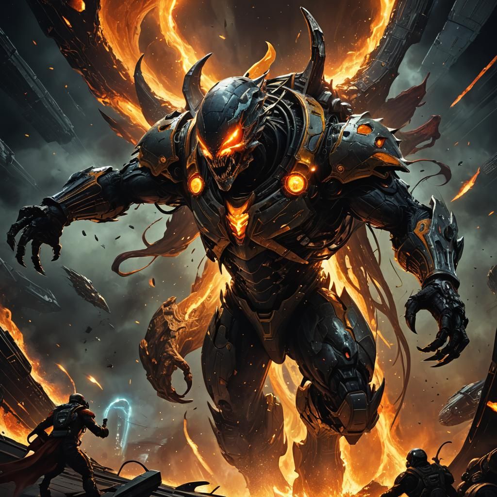 Epic Sci-Fi Battle on Burning Spaceship