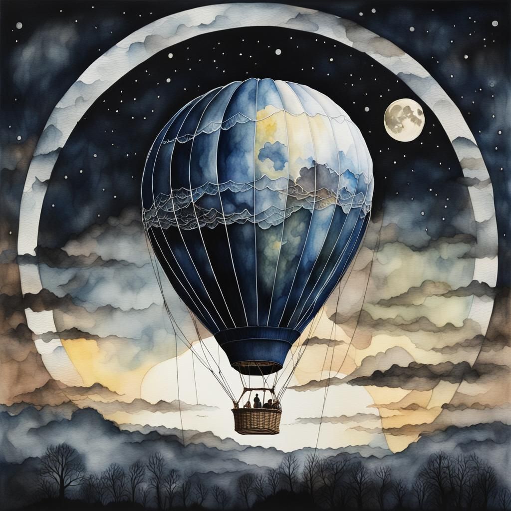 Hot Air Balloon in the Night Sky  by @Vic Williams