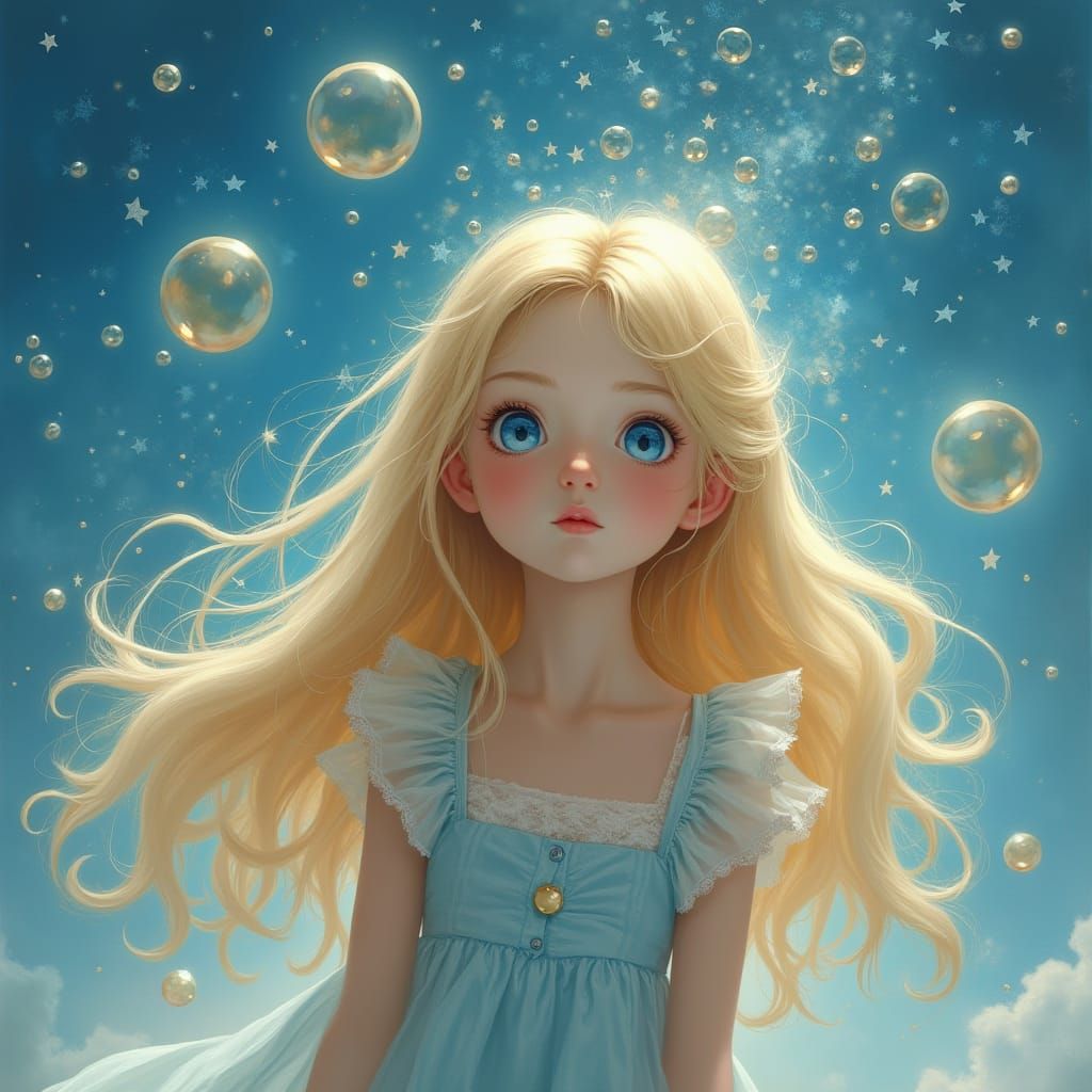 a girl with long blonde hair