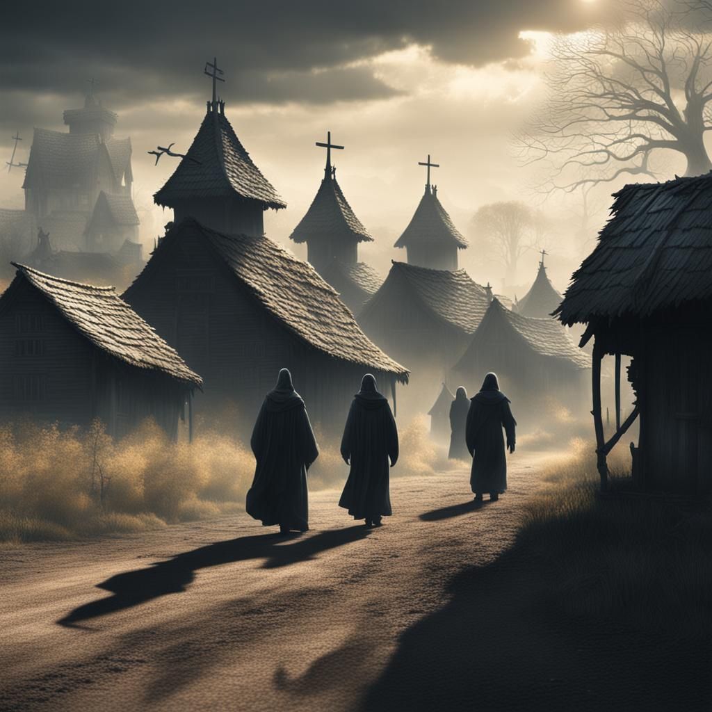 shadows near village