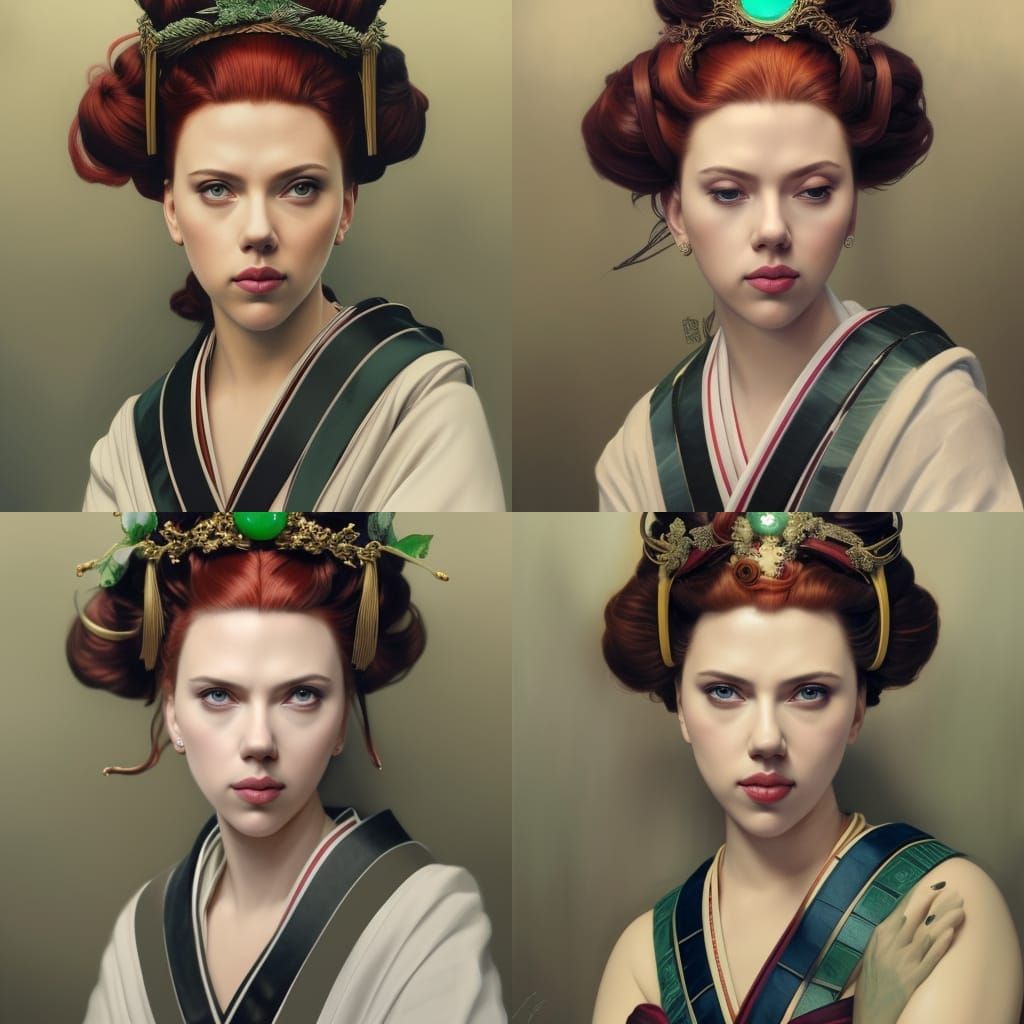 Scarlett Johansson as a Renaissance Geisha