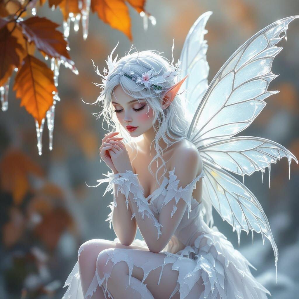 Shy looking fairy   by @Chi