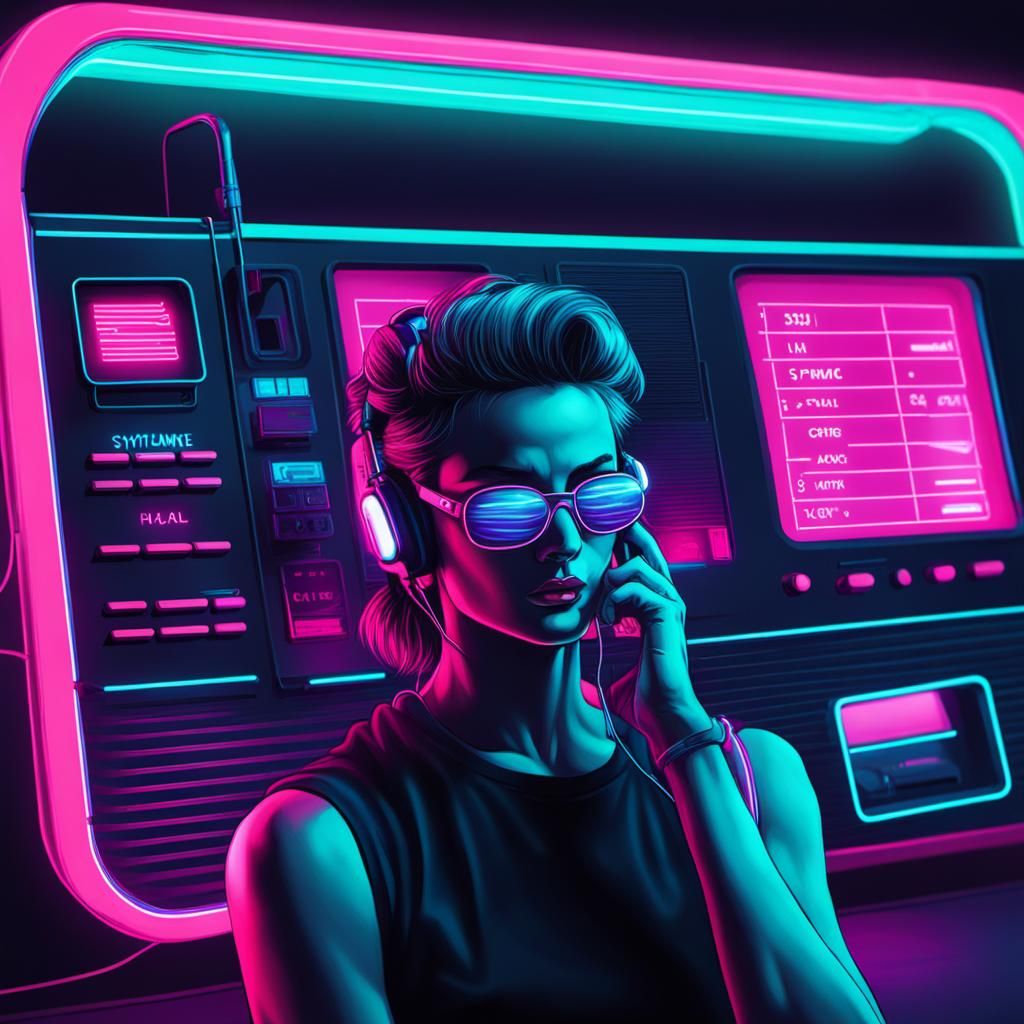 Synthwave Neon Retro Phone Call