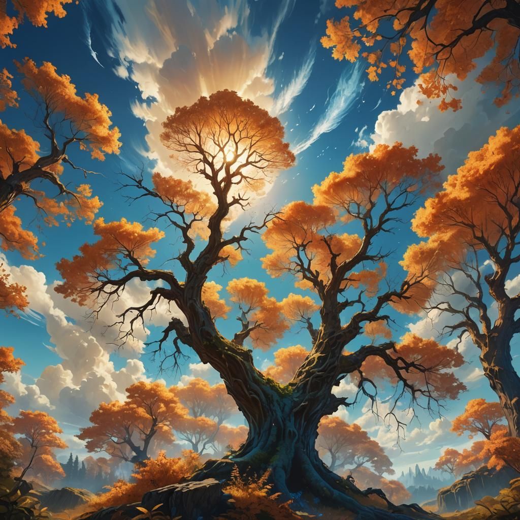 Fantasy Landscape with Golden Light, Digital Art