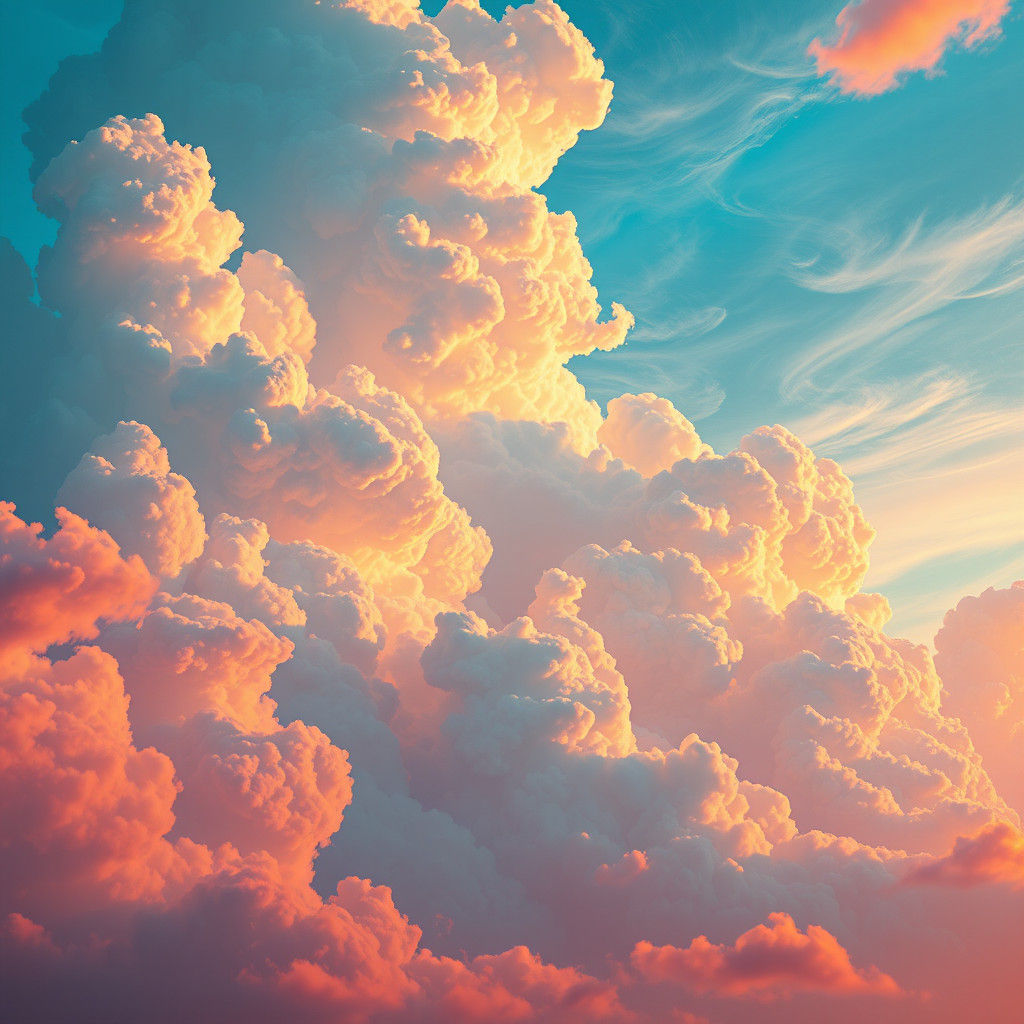 Dreamlike Sky with Iridescent Clouds, Fantasy Concept Art