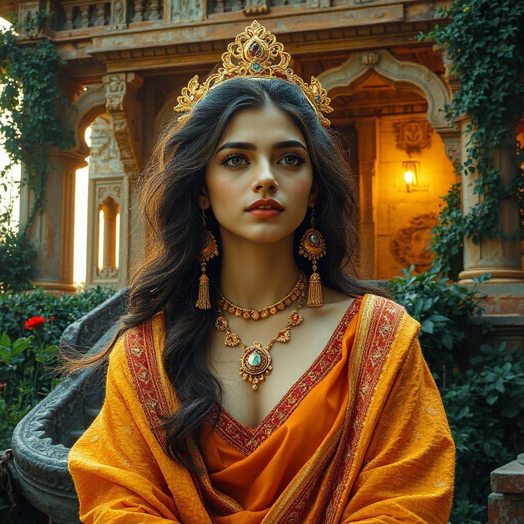 Indian woman - Ethereal Goddess in Golden Splendor