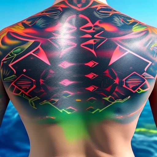 3D Holographic 👽 Photosynthetic Tattoo,  Sea and Lava Patte...