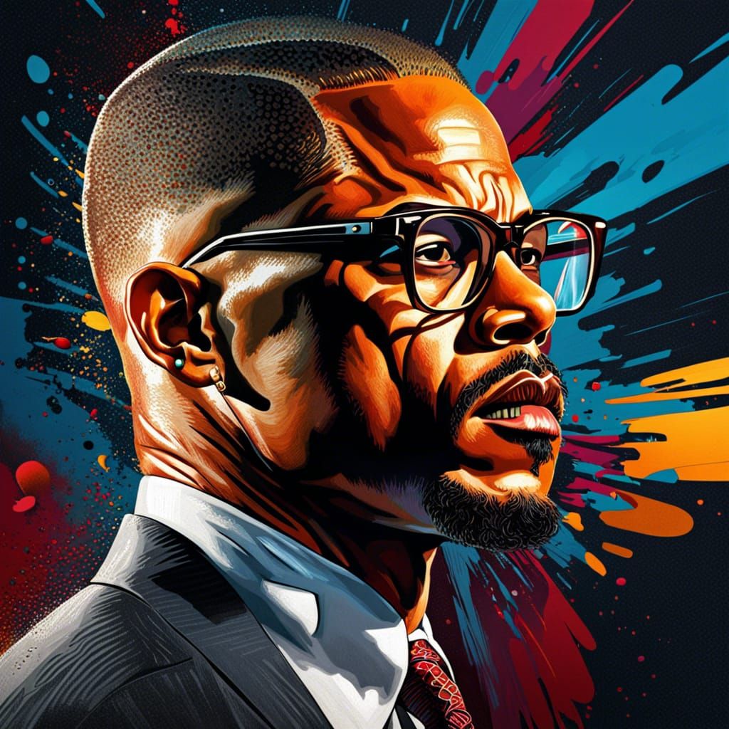 Malcolm X splash art - AI Generated Artwork - NightCafe Creator